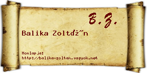 Balika Zoltán névjegykártya